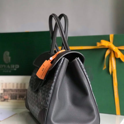 SAIGON SOUPLE BAG 34 IN GREY GOYARDINE CANVAS AND CALFSKIN