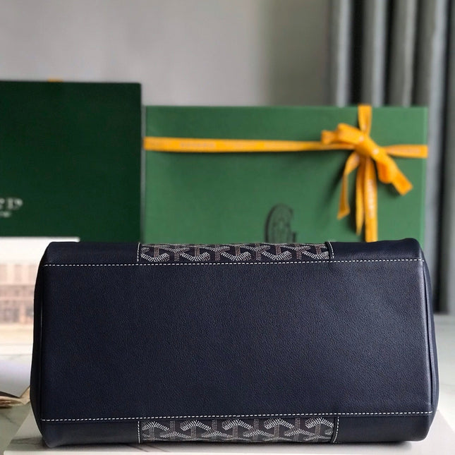 SAIGON SOUPLE BAG 34 IN NAVY BLUE GOYARDINE CANVAS AND CALFSKIN