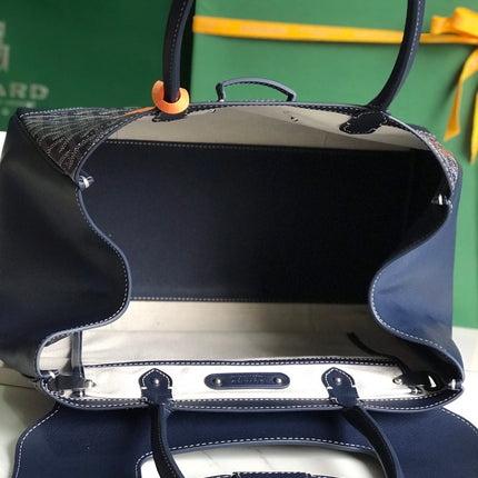 SAIGON SOUPLE BAG 34 IN NAVY BLUE GOYARDINE CANVAS AND CALFSKIN