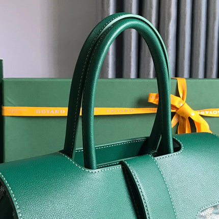 SAIGON SOUPLE BAG 34 IN GREEN GOYARDINE CANVAS AND CALFSKIN