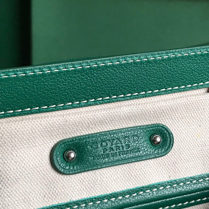 SAIGON SOUPLE BAG 34 IN GREEN GOYARDINE CANVAS AND CALFSKIN