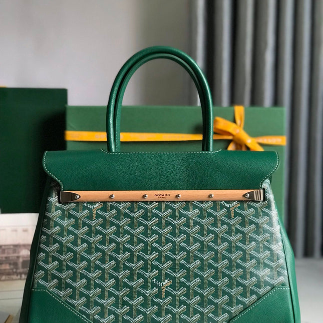 SAIGON SOUPLE BAG 34 IN GREEN GOYARDINE CANVAS AND CALFSKIN