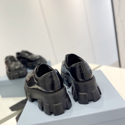 PRA BRUSHED LEATHER MONOLITH LACE-UP LOAFERS BLACK