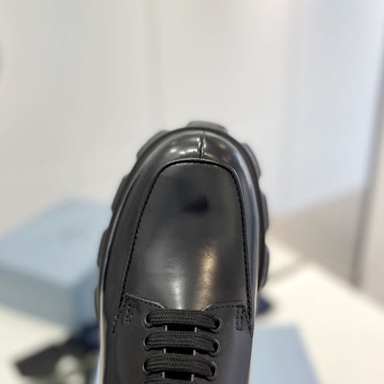 PRA BRUSHED LEATHER MONOLITH LACE-UP LOAFERS BLACK