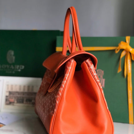SAIGON SOUPLE BAG 34 IN RED ORANGE GOYARDINE CANVAS AND CALFSKIN