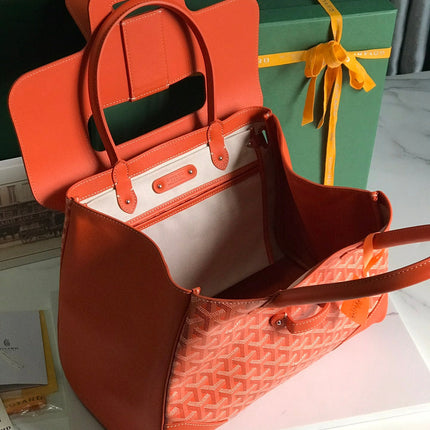SAIGON SOUPLE BAG 34 IN RED ORANGE GOYARDINE CANVAS AND CALFSKIN
