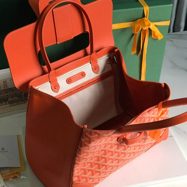 SAIGON SOUPLE BAG 34 IN RED ORANGE GOYARDINE CANVAS AND CALFSKIN