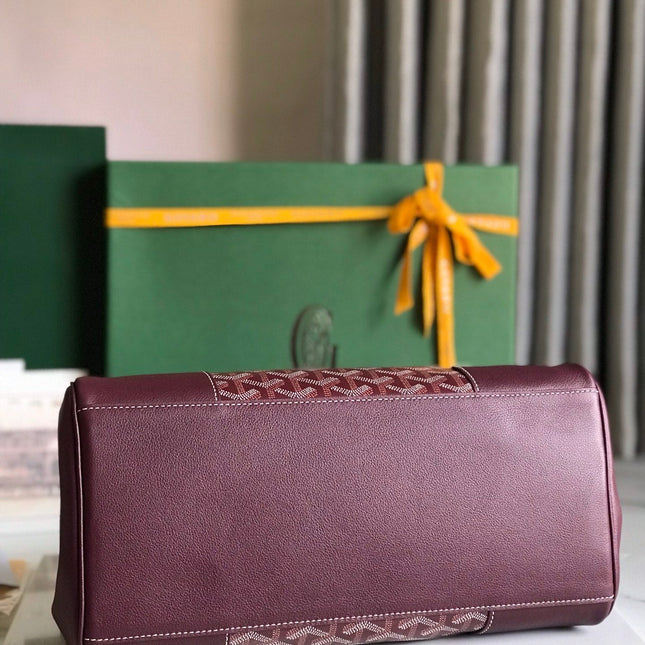 SAIGON SOUPLE BAG 34 IN BURGUNDY RED GOYARDINE CANVAS AND CALFSKIN