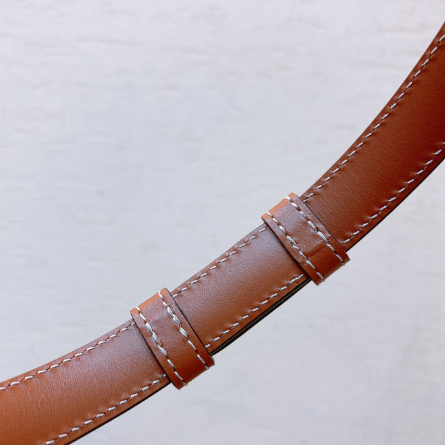 Hook & Loop 20mm TRIOMPHE Logo Square Adjustable Belt Tan Calfskin Ghw