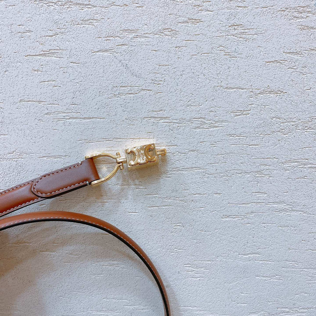 Hook & Loop 20mm TRIOMPHE Logo Square Adjustable Belt Tan Calfskin Ghw