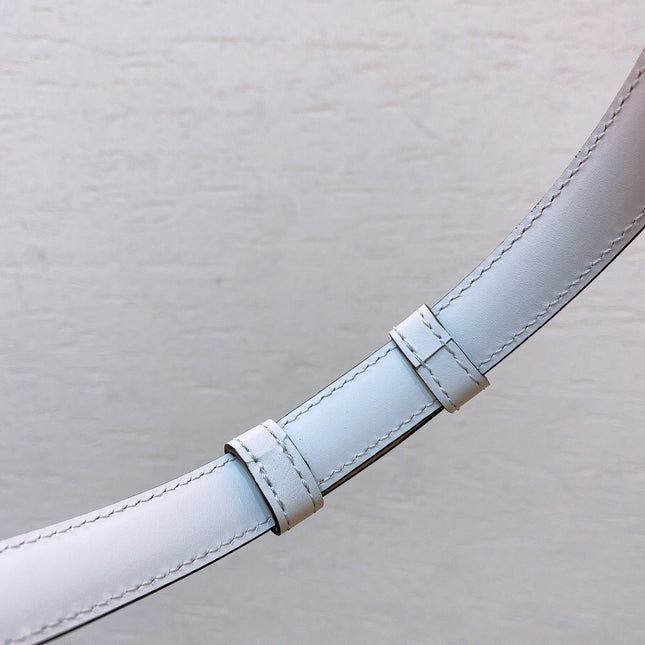 Hook & Loop 20mm TRIOMPHE Logo Square Adjustable Belt White Calfskin Ghw