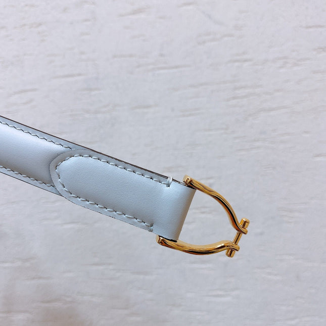 Hook & Loop 20mm TRIOMPHE Logo Square Adjustable Belt White Calfskin Ghw