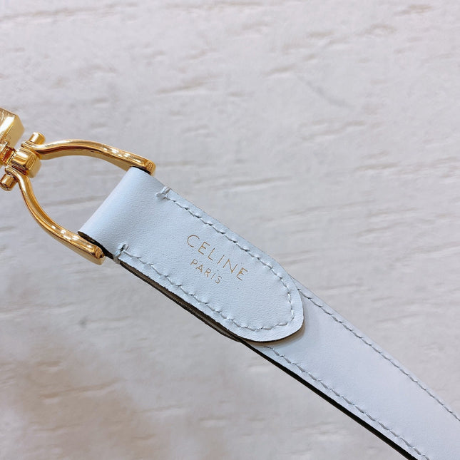 Hook & Loop 20mm TRIOMPHE Logo Square Adjustable Belt White Calfskin Ghw