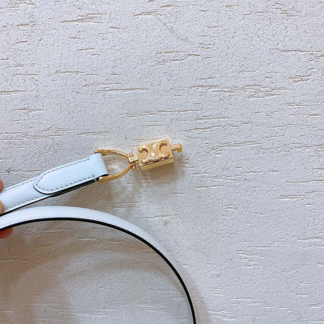 Hook & Loop 20mm TRIOMPHE Logo Square Adjustable Belt White Calfskin Ghw