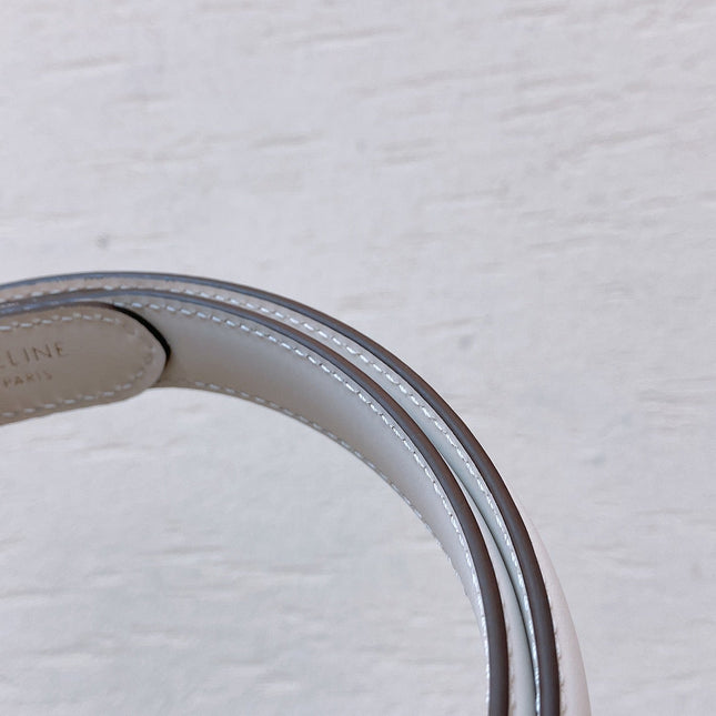 Hook & Loop 20mm TRIOMPHE Logo Square Adjustable Belt White Calfskin Ghw