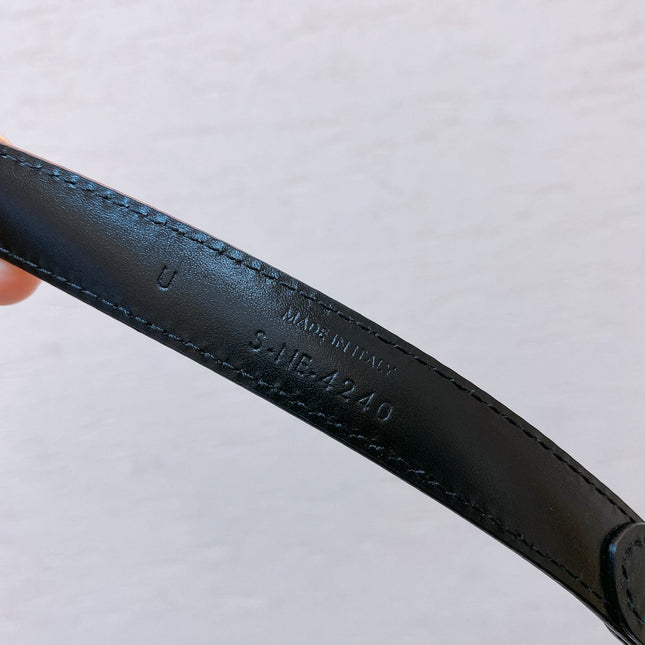 Hook & Loop 20mm TRIOMPHE Logo Square Adjustable Belt Black Calfskin Ghw