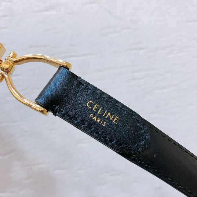 Hook & Loop 20mm TRIOMPHE Logo Square Adjustable Belt Black Calfskin Ghw