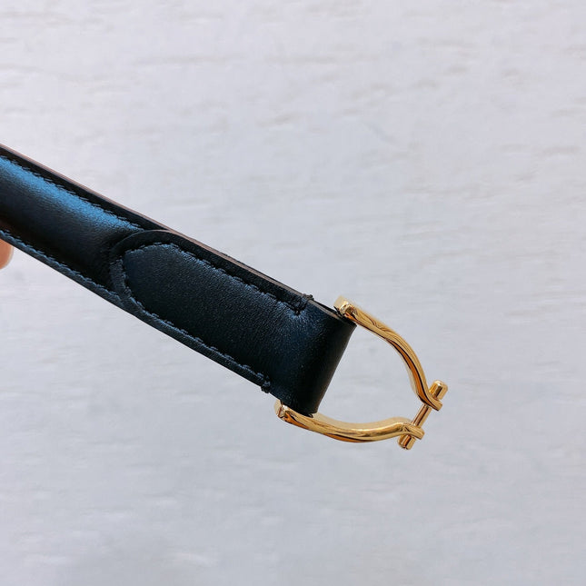 Hook & Loop 20mm TRIOMPHE Logo Square Adjustable Belt Black Calfskin Ghw