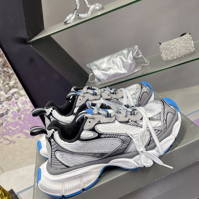 3XL SNEAKER IN WHITE GRAY BLUE MESH AND POLYURETHANE