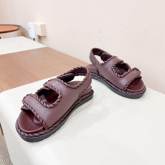 REFINED DAD SANDAL IN WINE RED LAMBSKIN