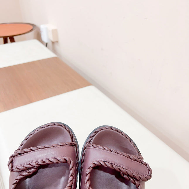 REFINED DAD SANDAL IN WINE RED LAMBSKIN