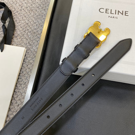 TRIOMPHE BELT 25MM IN BLACK CALFSKIN WITH LEATHER-COVERED BUCKLE