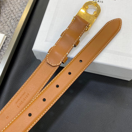 TRIOMPHE BELT 25MM IN BROWN CALFSKIN OVAL BUCKLE AND ENGRAVED LOGO