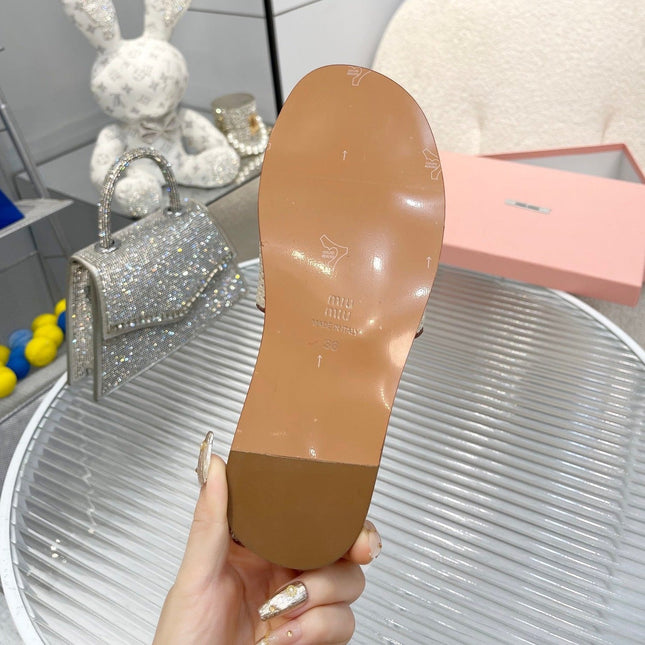 Slippers Brown Leather With Sedge Straps