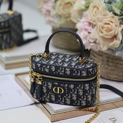 CARO 16 MINI VANITY CASE IN BLUE MONOGRAM OBLIQUE JACQUARD FABRIC