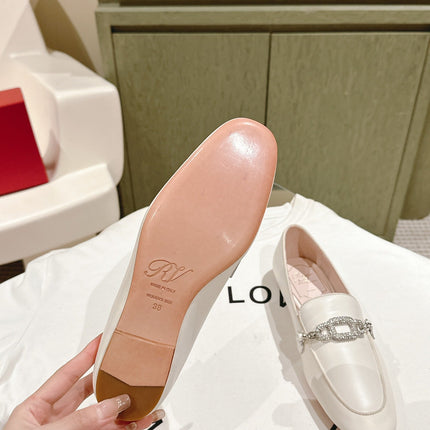 STRASS CHAIN LOAFERS IN WHITE CALFSKIN WITH CRYSTAL CHAIN DETAIL