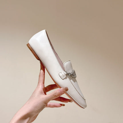 STRASS CHAIN LOAFERS IN WHITE CALFSKIN WITH CRYSTAL CHAIN DETAIL