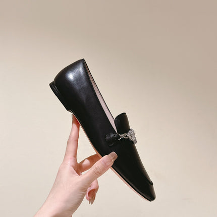 STRASS CHAIN LOAFERS IN BLACK CALFSKIN WITH CRYSTAL CHAIN DETAIL