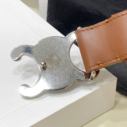 CL LARGE 30 MM TRIOMPHE BELT IN BRONZE BROWN SILVER HARDWARE