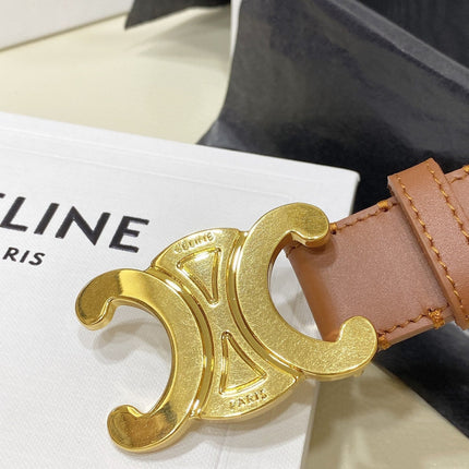 CL LARGE 30 MM TRIOMPHE BELT IN BRONZE BROWN GOLD HARDWARE