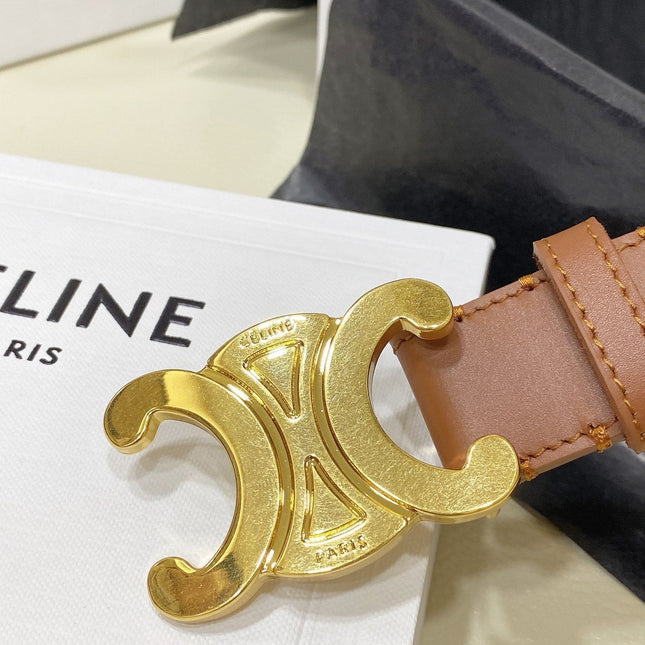 CL LARGE 30 MM TRIOMPHE BELT IN BRONZE BROWN GOLD HARDWARE