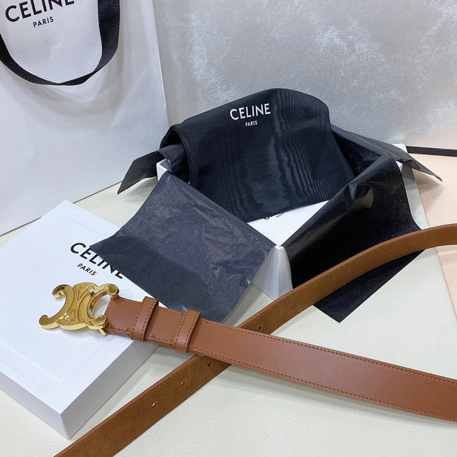 CL LARGE 30 MM TRIOMPHE BELT IN BRONZE BROWN GOLD HARDWARE