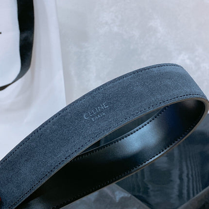 CL LARGE 30 MM TRIOMPHE BELT IN BLACK AND SILVER HARDWARE