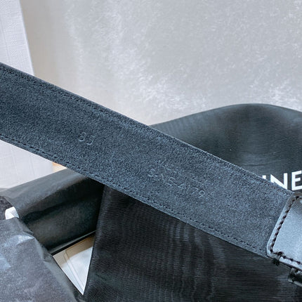 CL LARGE 30 MM TRIOMPHE BELT IN BLACK AND GOLD HARDWARE