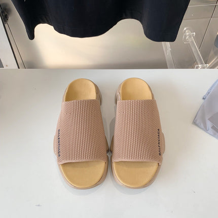 SPEED 2.0 SLIDE SANDAL IN BEIGE RECYCLED KNIT