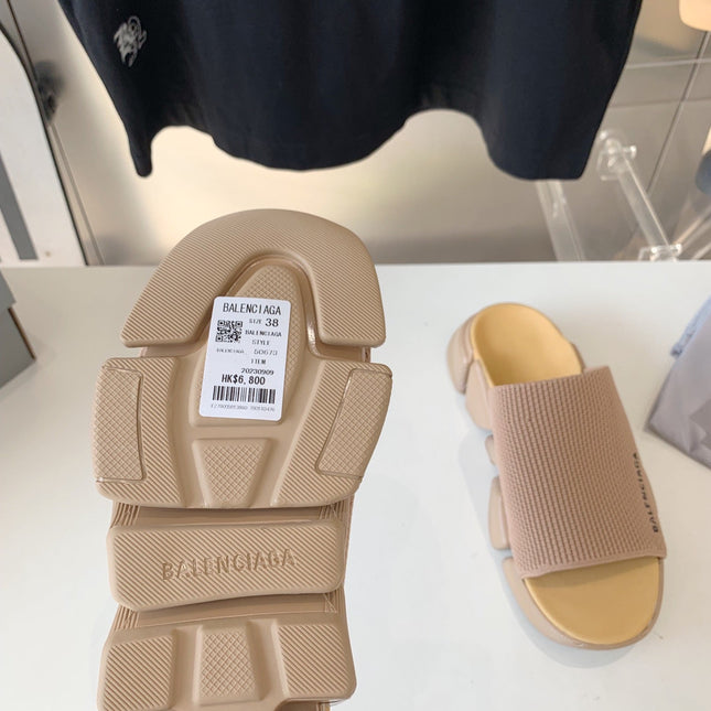 SPEED 2.0 SLIDE SANDAL IN BEIGE RECYCLED KNIT