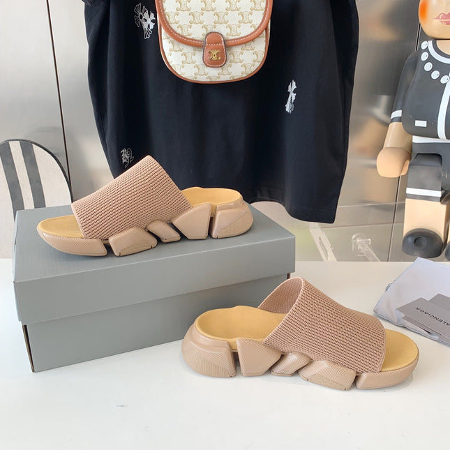 SPEED 2.0 SLIDE SANDAL IN BEIGE RECYCLED KNIT