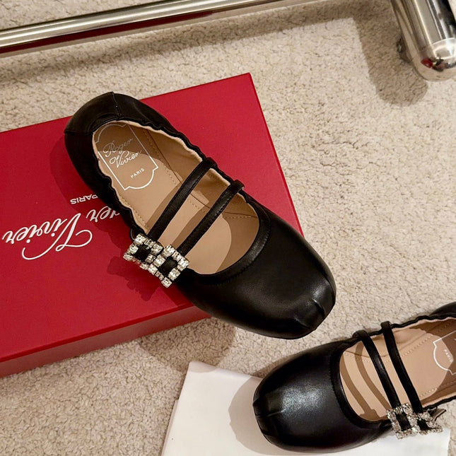 MARY JANES WITH TWO STRAPS IN BLACK SOFT LAMBSKIN
