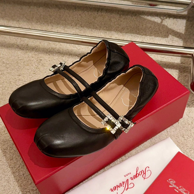 MARY JANES WITH TWO STRAPS IN BLACK SOFT LAMBSKIN