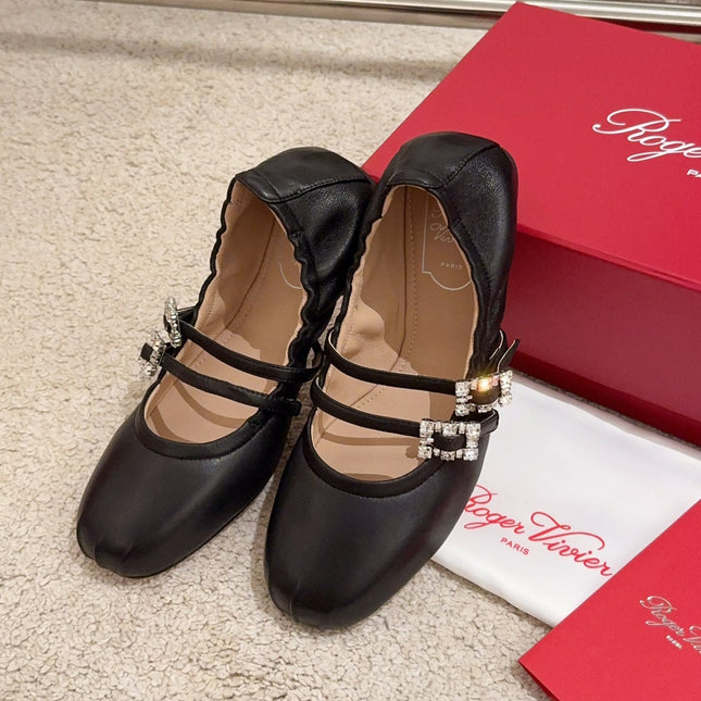 MARY JANES WITH TWO STRAPS IN BLACK SOFT LAMBSKIN