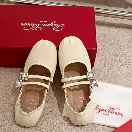 MARY JANES WITH TWO STRAPS IN BEIGE SOFT LAMBSKIN