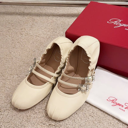 MARY JANES WITH TWO STRAPS IN BEIGE SOFT LAMBSKIN