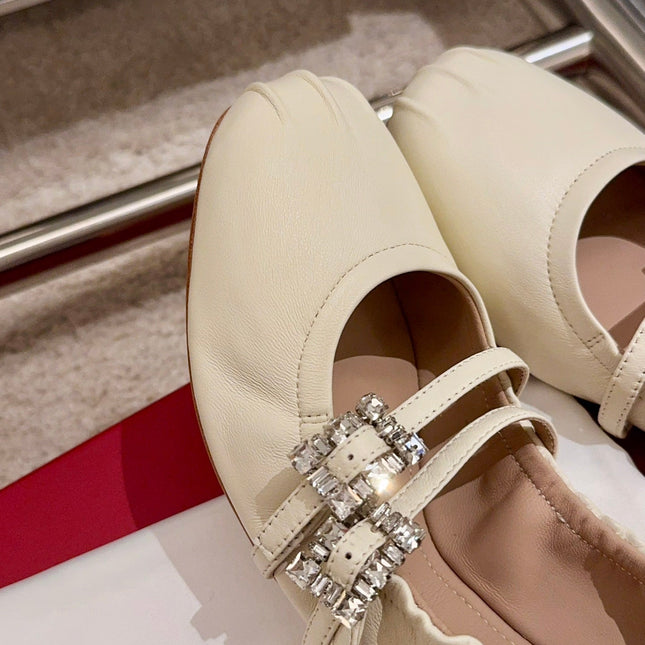 MARY JANES WITH TWO STRAPS IN BEIGE SOFT LAMBSKIN