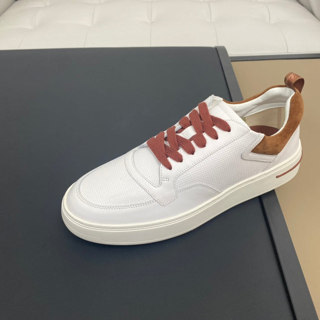 LP NEWPORT WALK SNEAKERS WHITE AND BROWN CALFSKIN