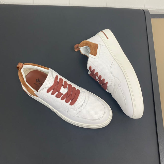 LP NEWPORT WALK SNEAKERS WHITE AND BROWN CALFSKIN