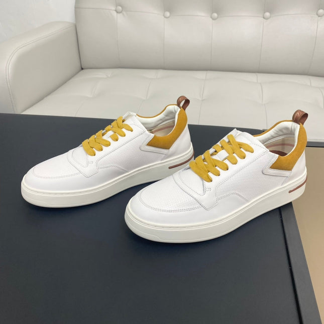 LP NEWPORT WALK SNEAKERS WHITE AND YELLOW CALFSKIN